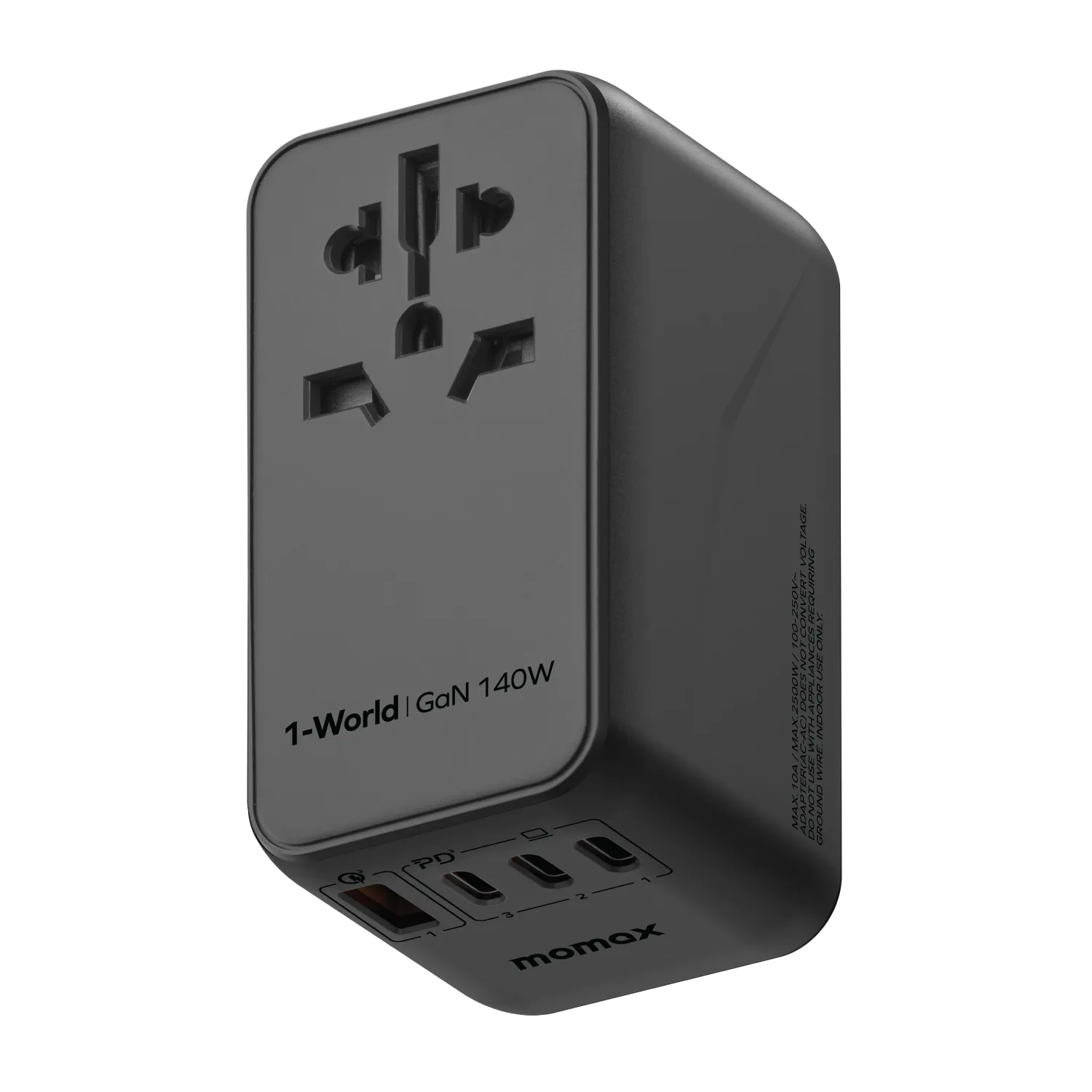 1-World Universal 4-Port Travel GaN Charger 140W   USB-C Cable
