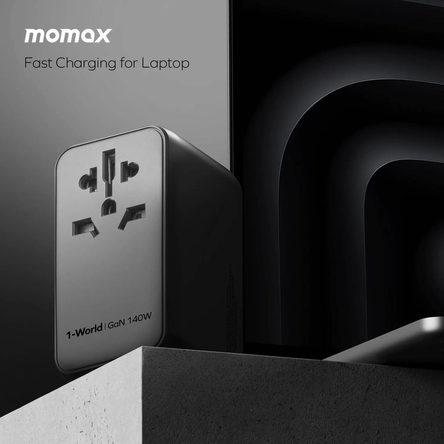 1-World Universal 4-Port Travel GaN Charger 140W   USB-C Cable