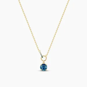1.00ct Round Blue-green Sapphire & Moissanite Interlocking Diamond Necklaces For Women