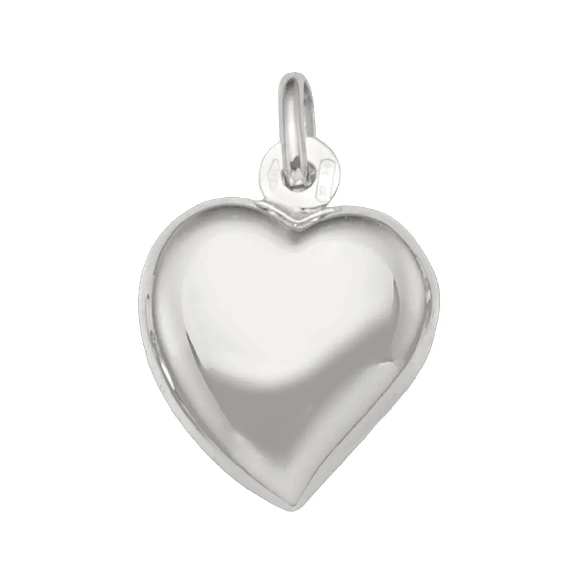 (10K, 14K, 18K) White Gold (14mm) Puffed Heart Pendant