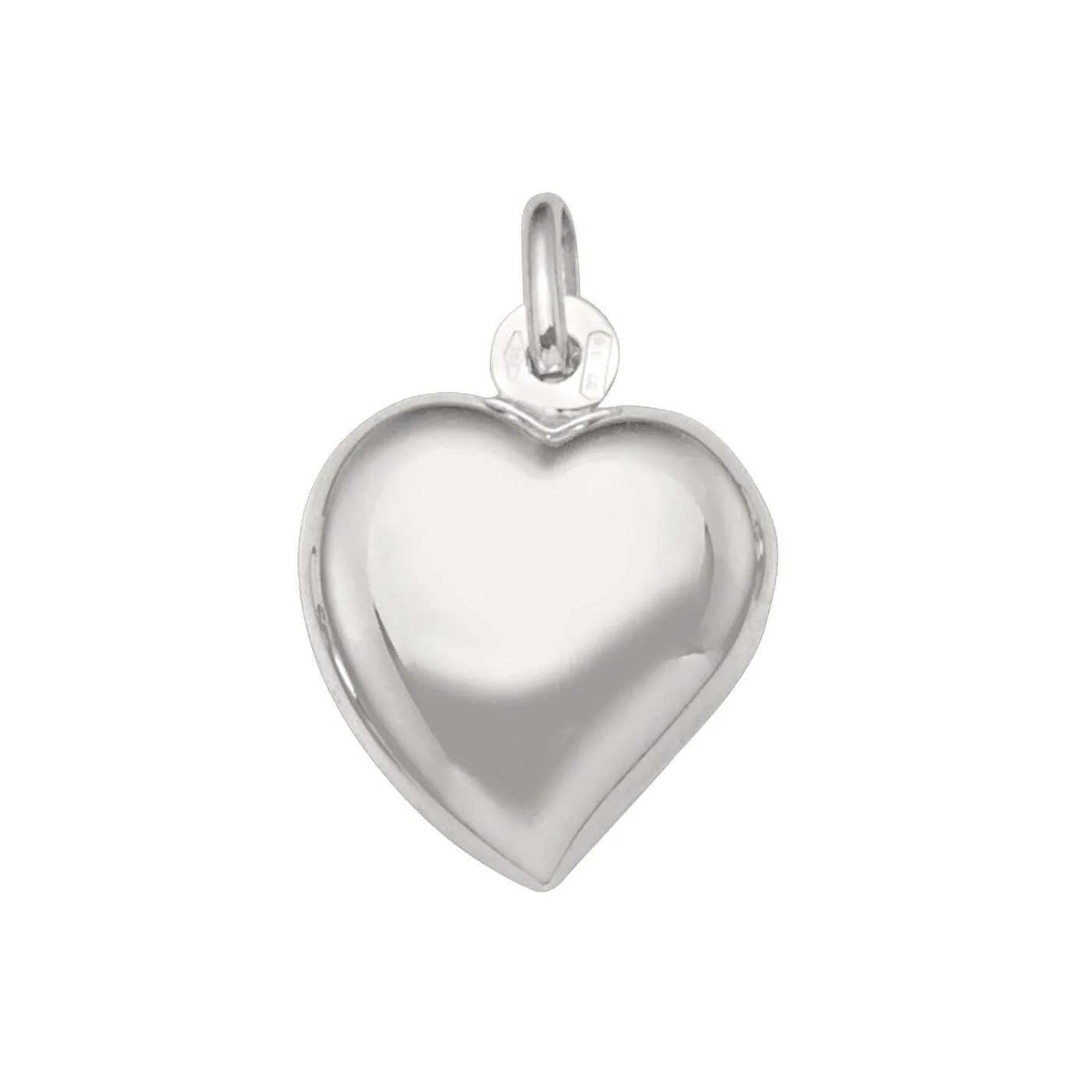 (10K, 14K, 18K) White Gold (14mm) Puffed Heart Pendant