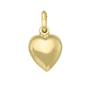 (10K, 14K, 18K) Yellow Gold (10mm) Puffed Heart Pendant