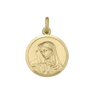 (10K, 14K, 18K) Yellow Gold (18.2mm) Madonna Virgin Mary Medallion Pendant