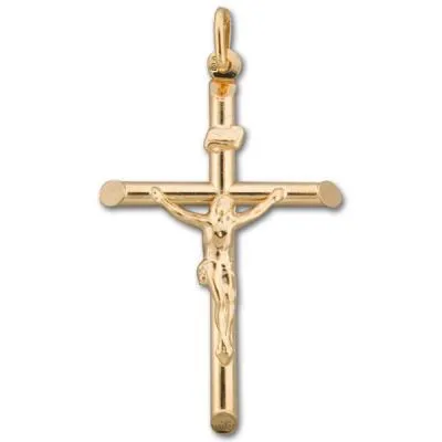(10K, 14K, 18K) Yellow Gold (28mm) Crucifix Pendant