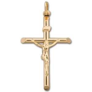 (10K, 14K, 18K) Yellow Gold (28mm) Crucifix Pendant
