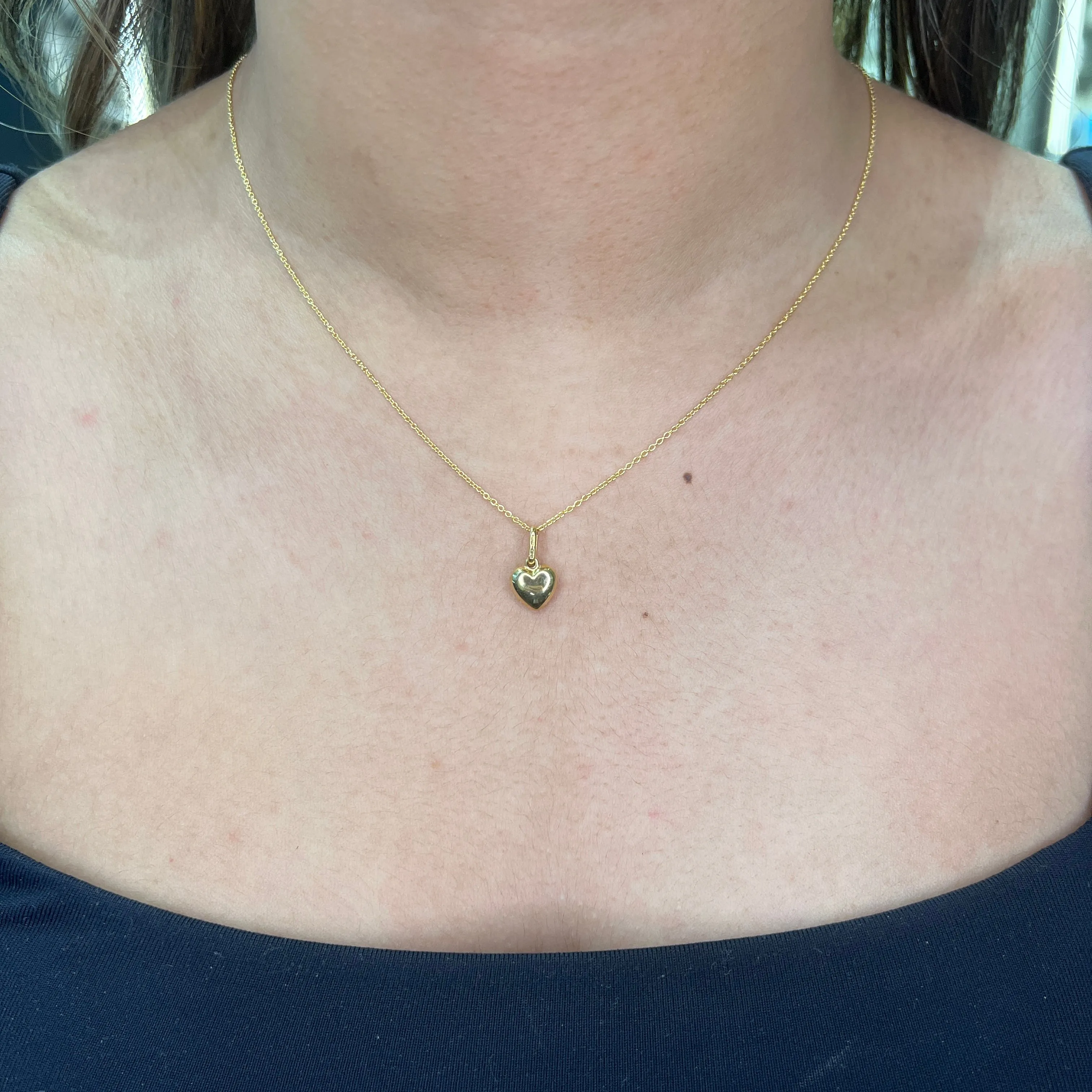 (10K, 14K, 18K) Yellow Gold (6.5mm) Puffed Heart  Pendant