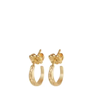 10K Gold Tiny Carved Hoop Earrings