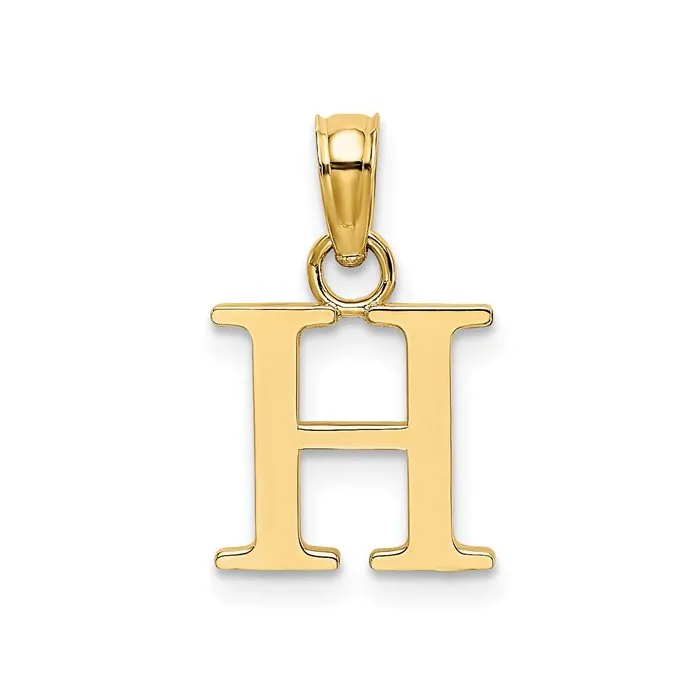 10K (White, Yellow) Gold Polished Block Initial H Pendant