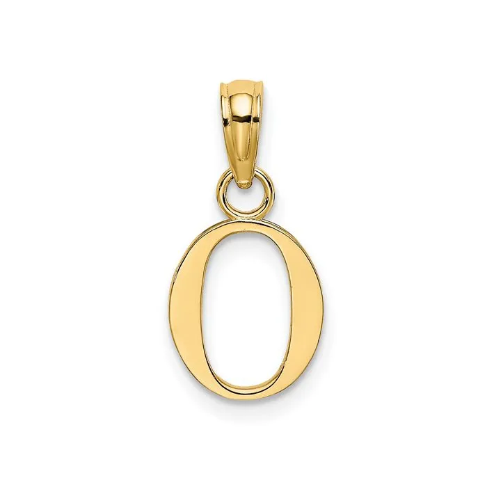 10K (White, Yellow) Gold Polished Block Initial O Pendant