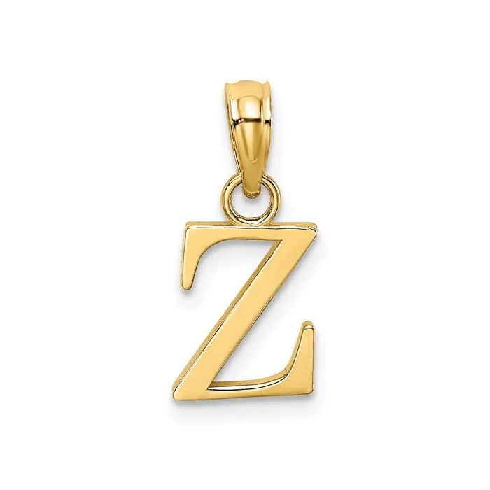10K (White, Yellow) Gold Polished Block Initial Z Pendant