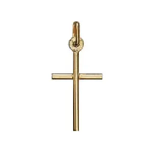 10K Yellow Gold (13mm) Tube Cross Pendant