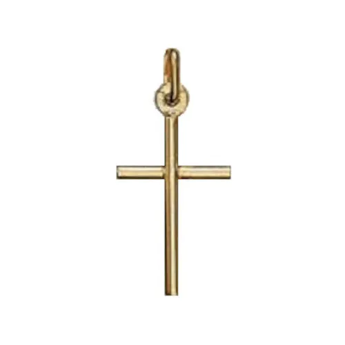 10K Yellow Gold (13mm) Tube Cross Pendant