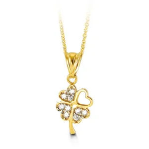 10K Yellow Gold CZ Four Leaf Clover Pendant