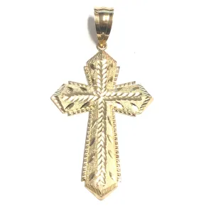10K Yellow Gold Diamond Cut (46.5mm) Cross Pendant