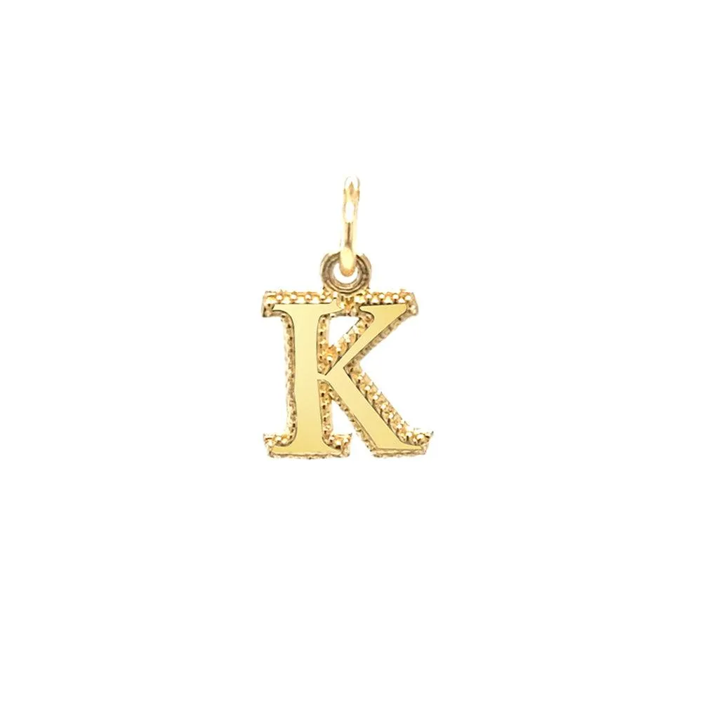 10K Yellow Gold Letter Initial K Pendant