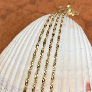 10KT Yellow Gold Diamond-Cut 1mm Singapore Chain Necklace 24"