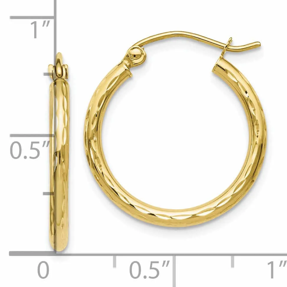 10kt Yellow Gold Textured Hinged Hoop Earrings