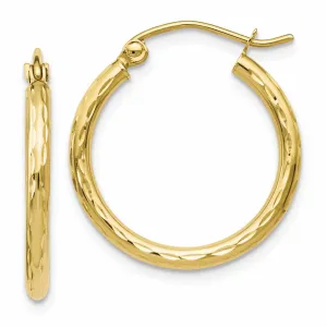 10kt Yellow Gold Textured Hinged Hoop Earrings