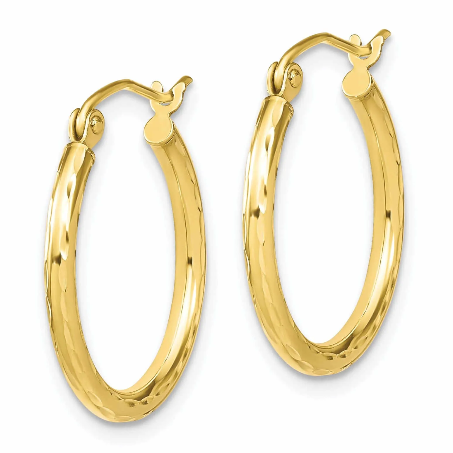 10kt Yellow Gold Textured Hinged Hoop Earrings
