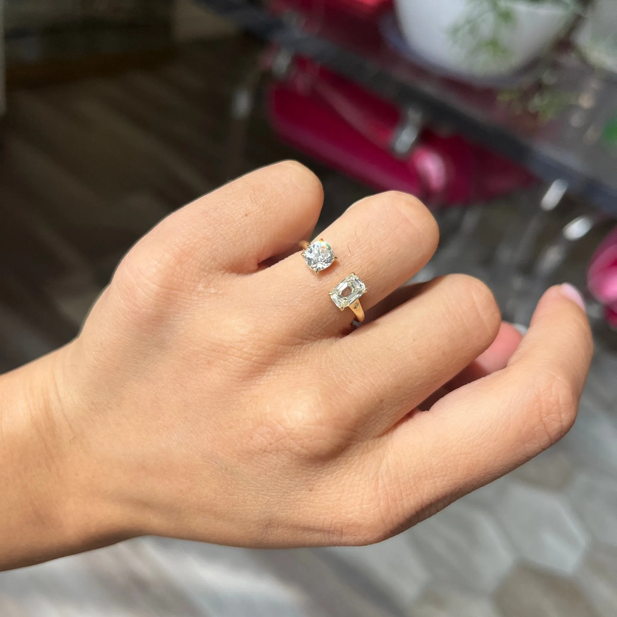 1.17ctw Old European & Peruzzi Cut Diamond Toi et Moi