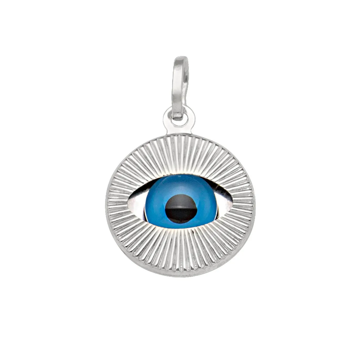 (14K, 18K) White Gold (16mm) Evil Eye Pendant