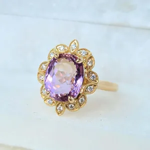 14K Ametrine Diamond Cocktail Ring in Yellow Gold