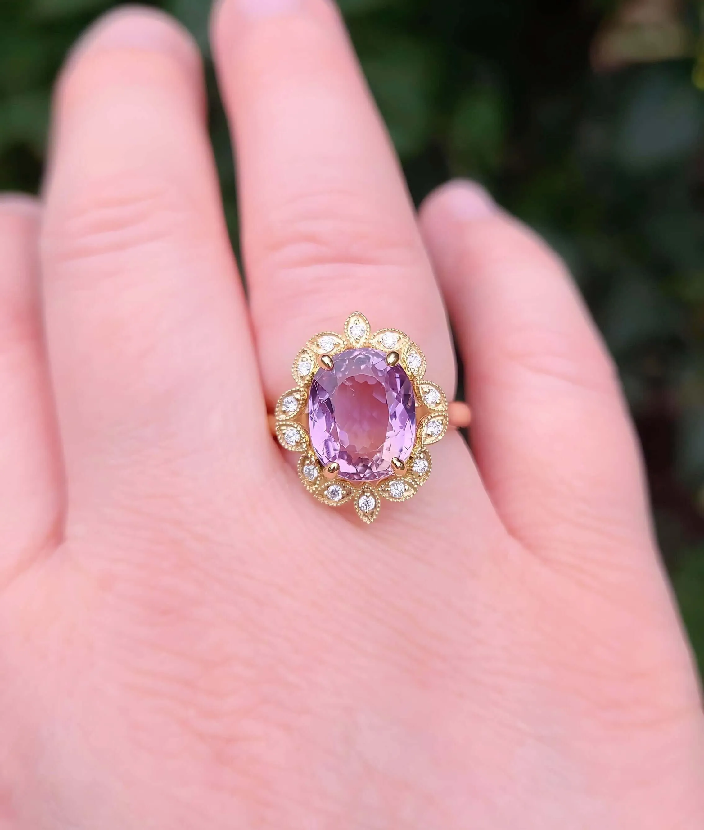 14K Ametrine Diamond Cocktail Ring in Yellow Gold