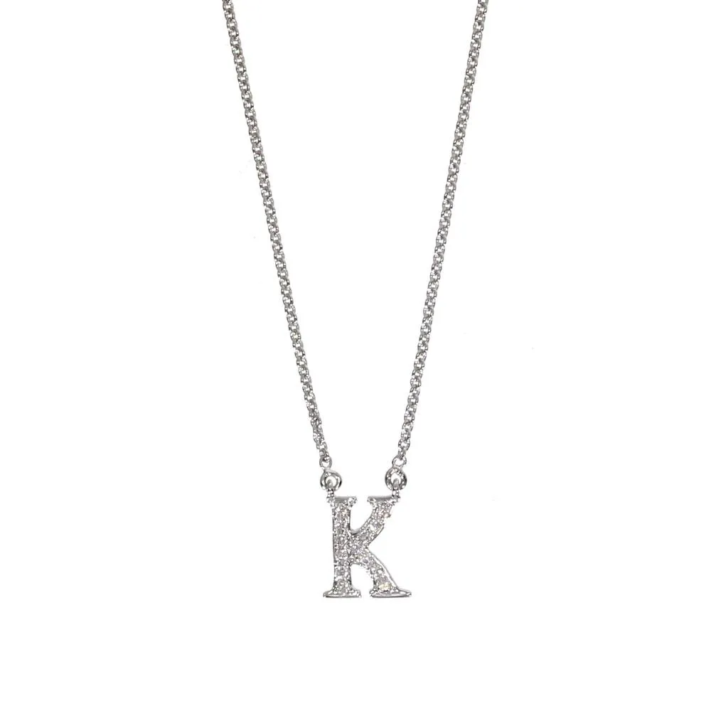 14K Diamond Initial Pendant
