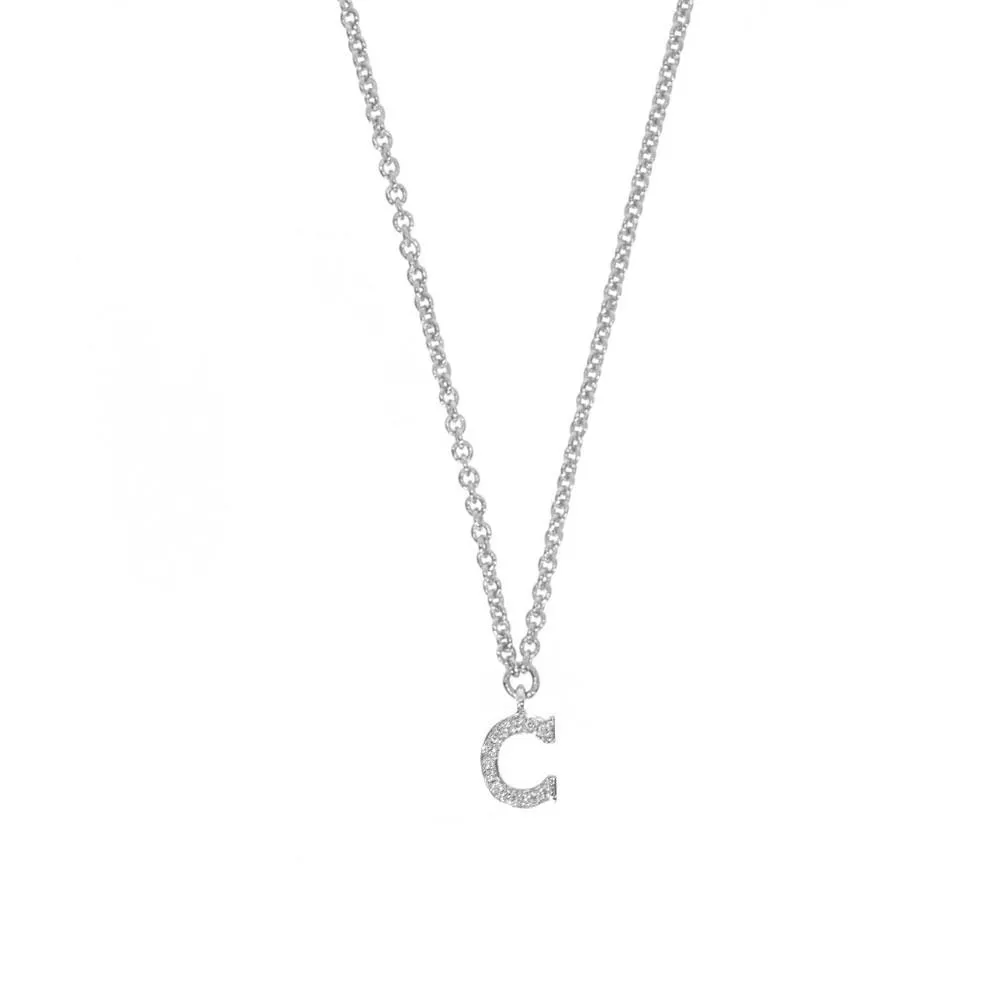 14K Diamond Initial Pendant