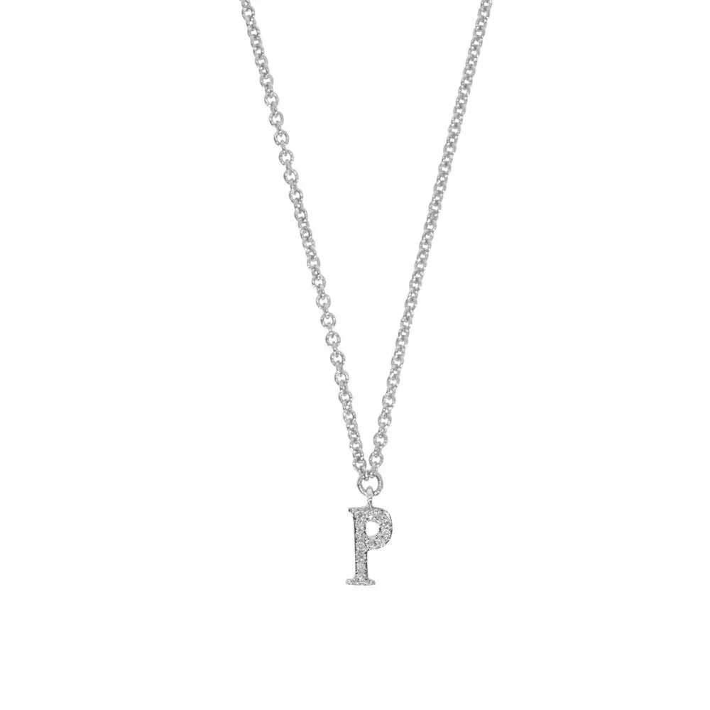 14K Diamond Initial Pendant
