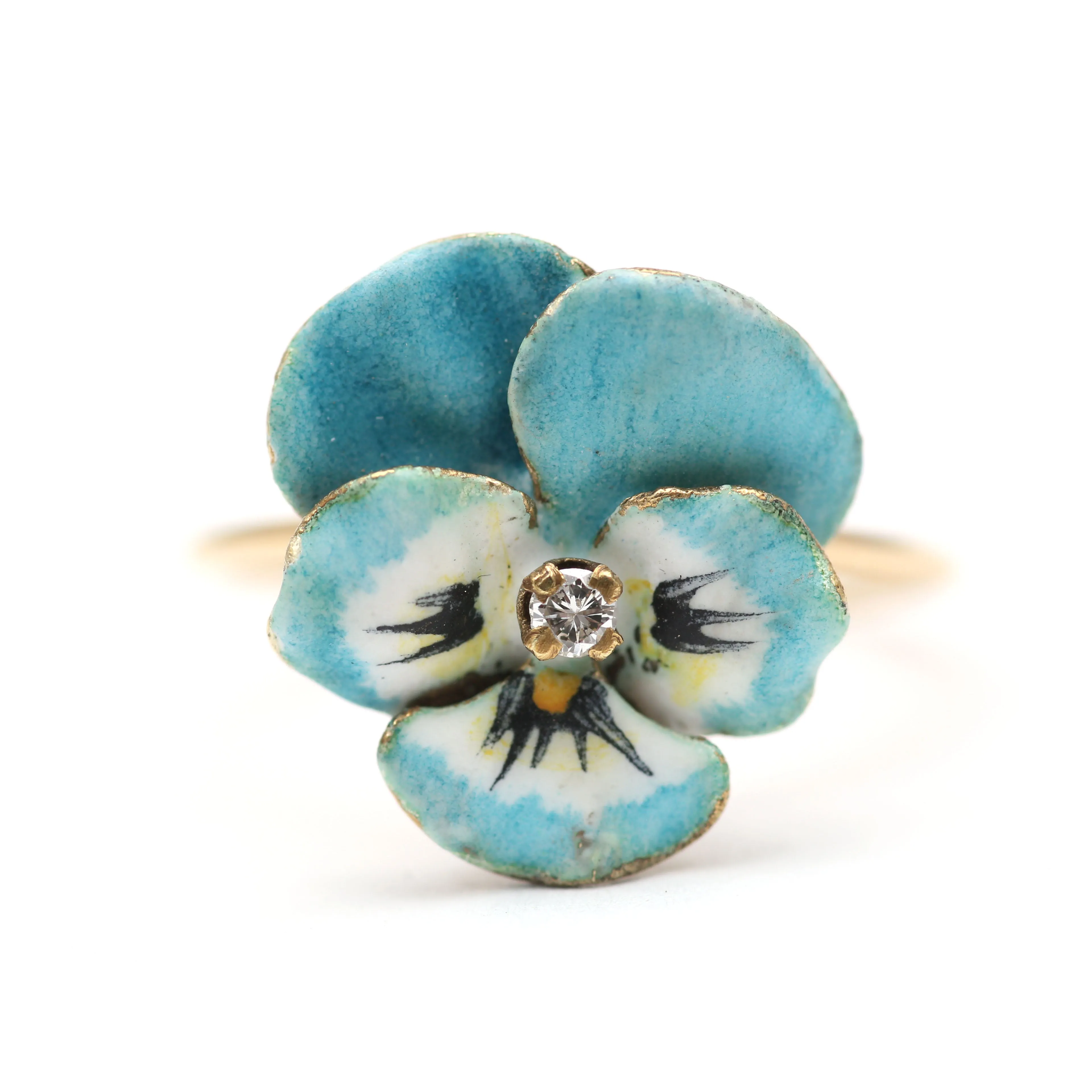 14k Enamel Pansy Rings