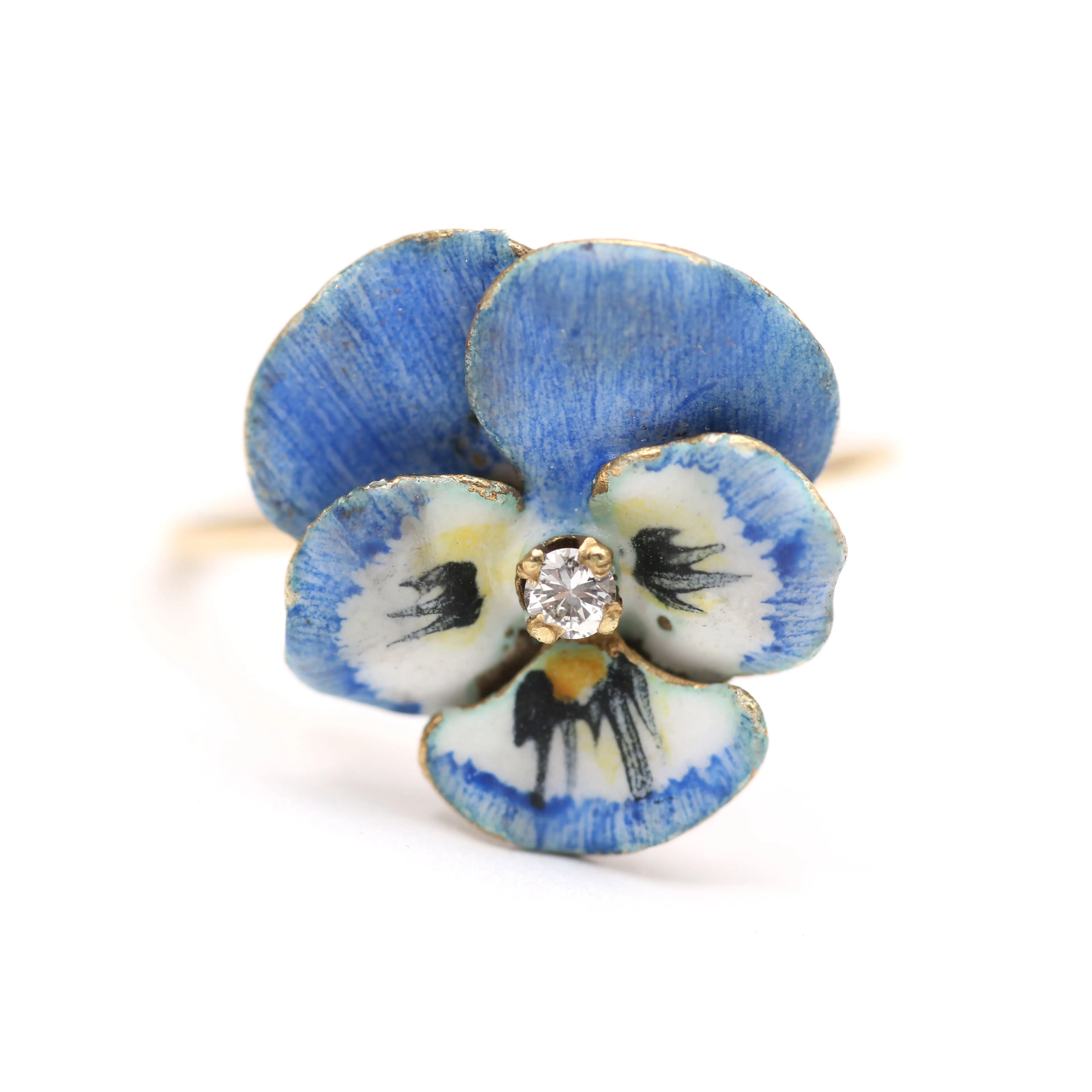 14k Enamel Pansy Rings