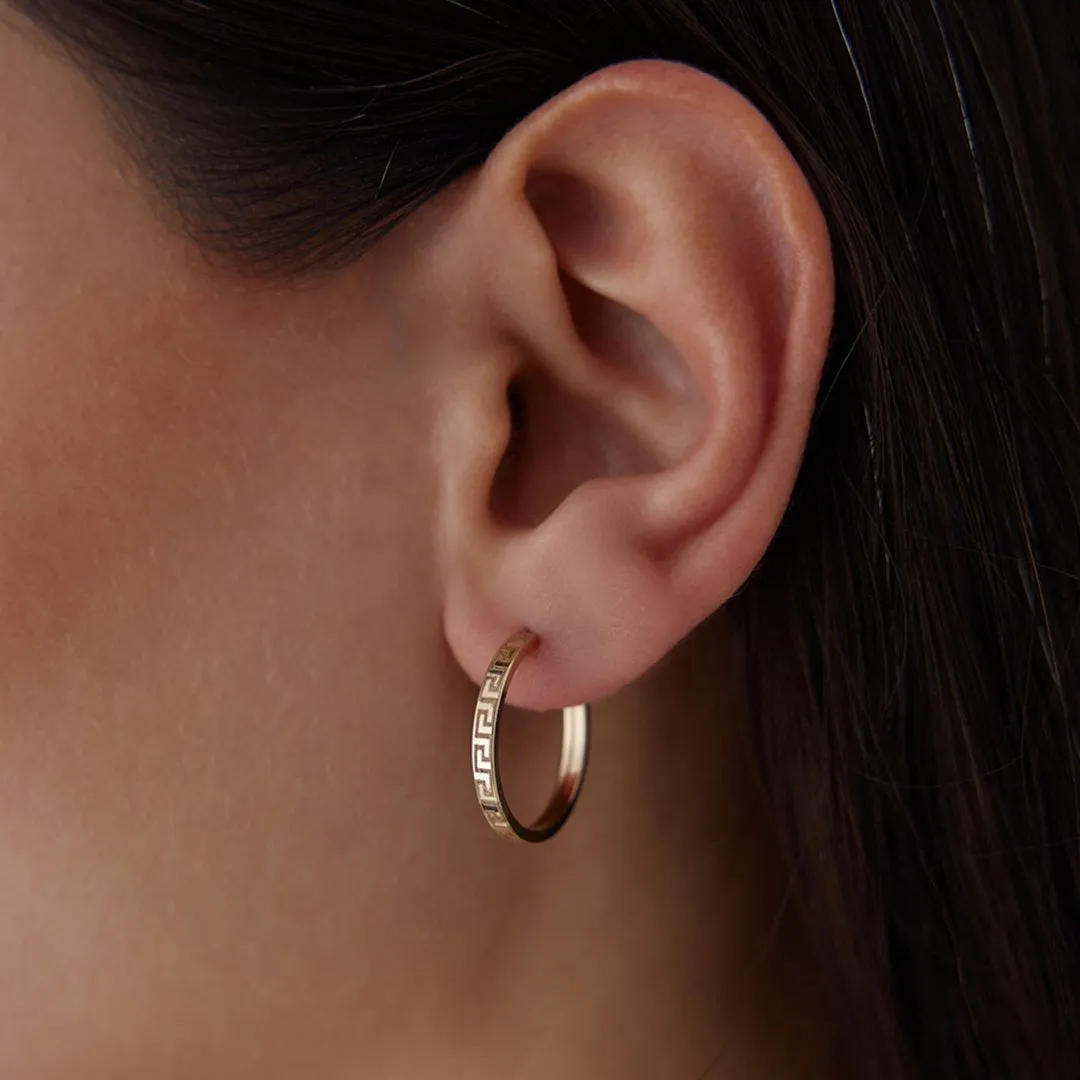 14k Gold Greek Model Hoop Earrings