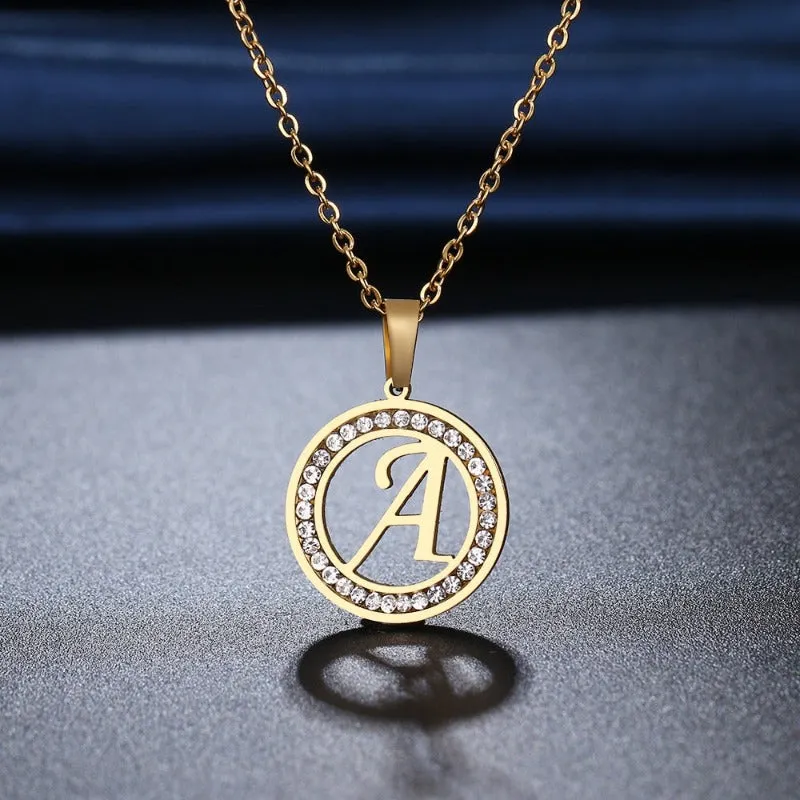 14K Gold Letter Pendant Necklace For Women Wedding Jewelry