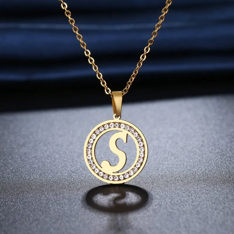 14K Gold Letter Pendant Necklace For Women Wedding Jewelry