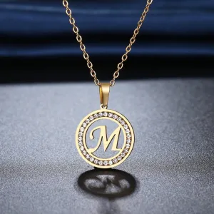 14K Gold Letter Pendant Necklace For Women Wedding Jewelry