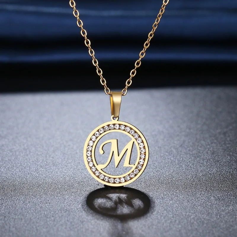 14K Gold Letter Pendant Necklace For Women Wedding Jewelry