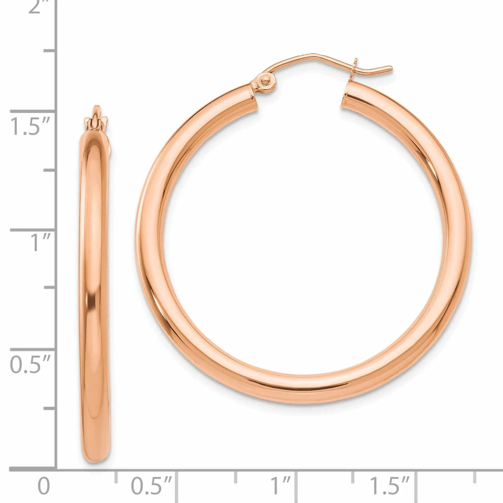 14k Rose Gold 3MM Hoop Earrings