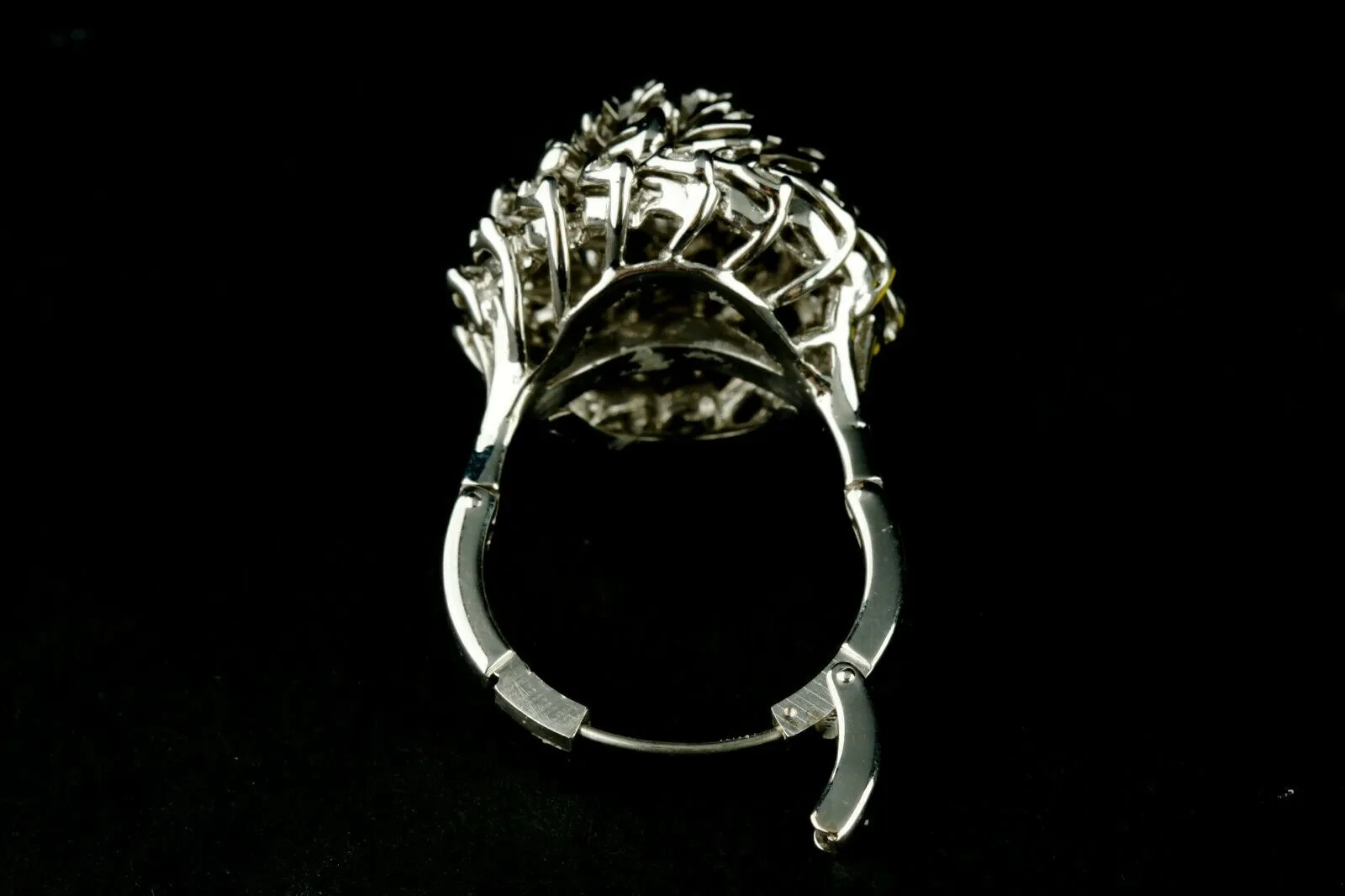 14k White Gold Diamond Dome Cocktail Ring w/ .85 ct Center Stone Size 8 Nice!