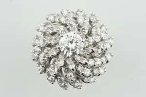 14k White Gold Diamond Dome Cocktail Ring w/ .85 ct Center Stone Size 8 Nice!