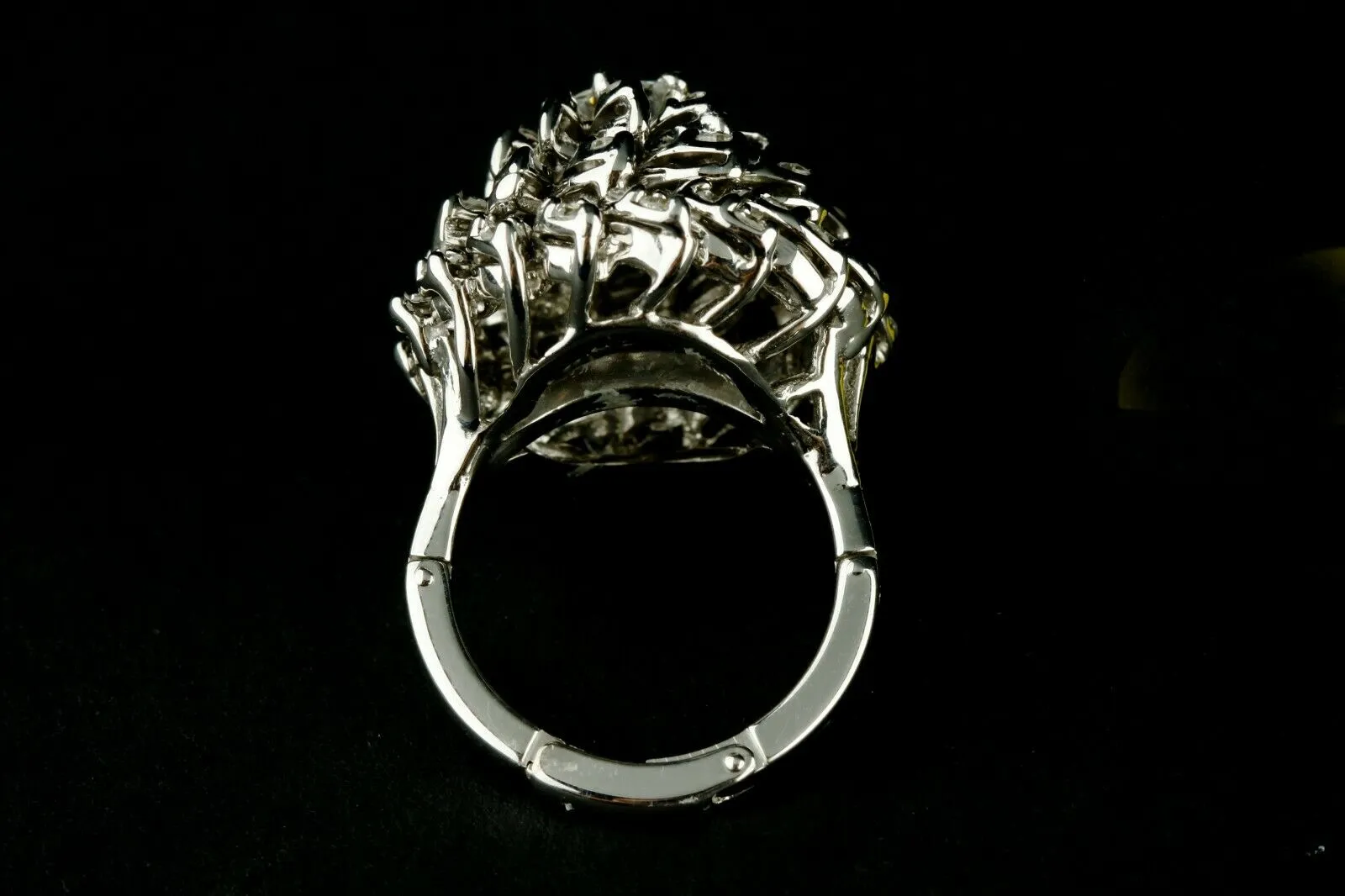 14k White Gold Diamond Dome Cocktail Ring w/ .85 ct Center Stone Size 8 Nice!