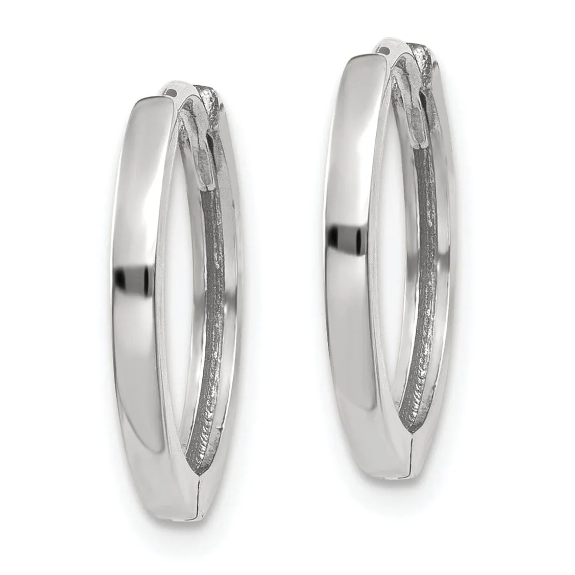 14k White Gold Polished Solid Hoop Earrings