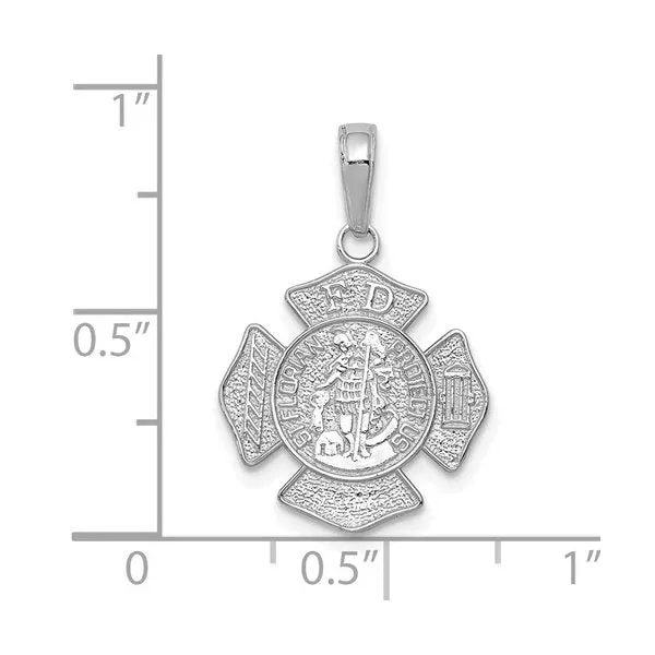 14K White Gold St. Florian Badge Pendant