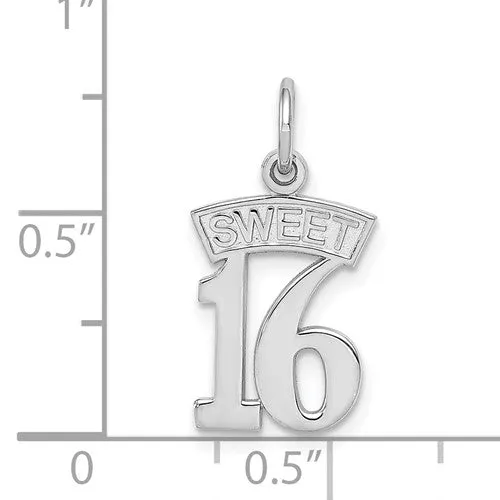 14K White Gold SWEET 16 Pendant