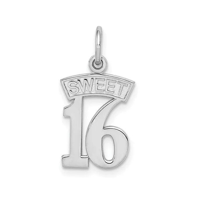 14K White Gold SWEET 16 Pendant
