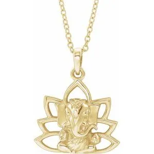 14K Yellow Ganesha 16-18" Necklace