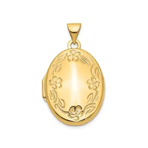 14K Yellow Gold (16.8mm) Hand Engraved Oval Locket