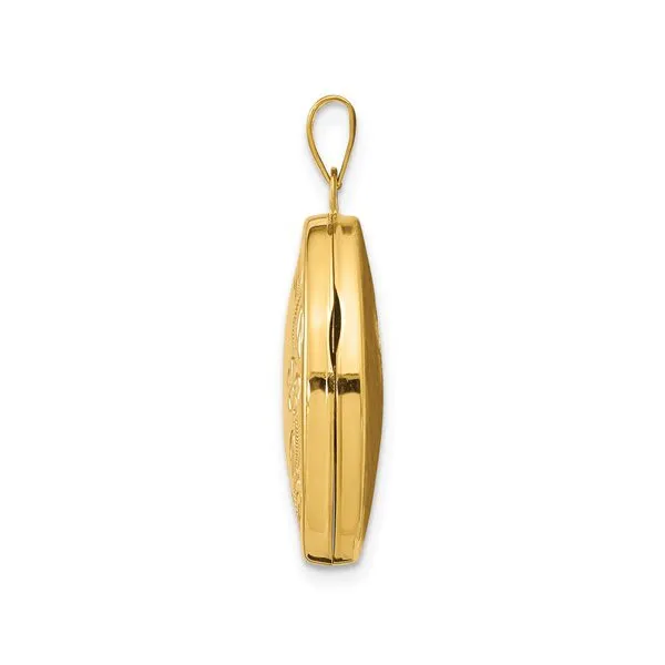 14K Yellow Gold (16.8mm) Hand Engraved Oval Locket