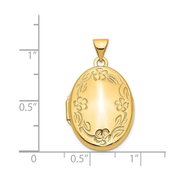 14K Yellow Gold (16.8mm) Hand Engraved Oval Locket