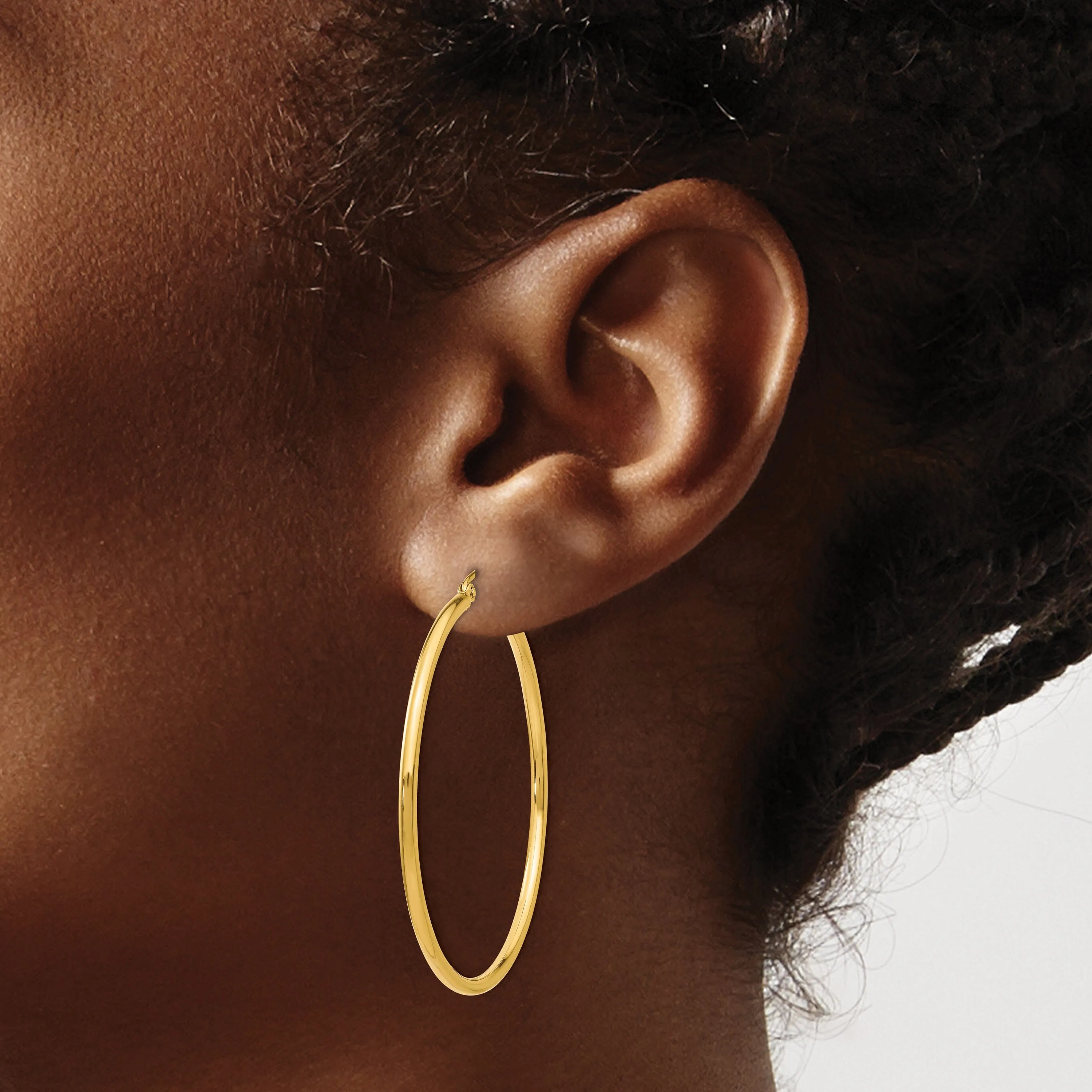14k Yellow Gold Lightweight Tube Hoop Earrings